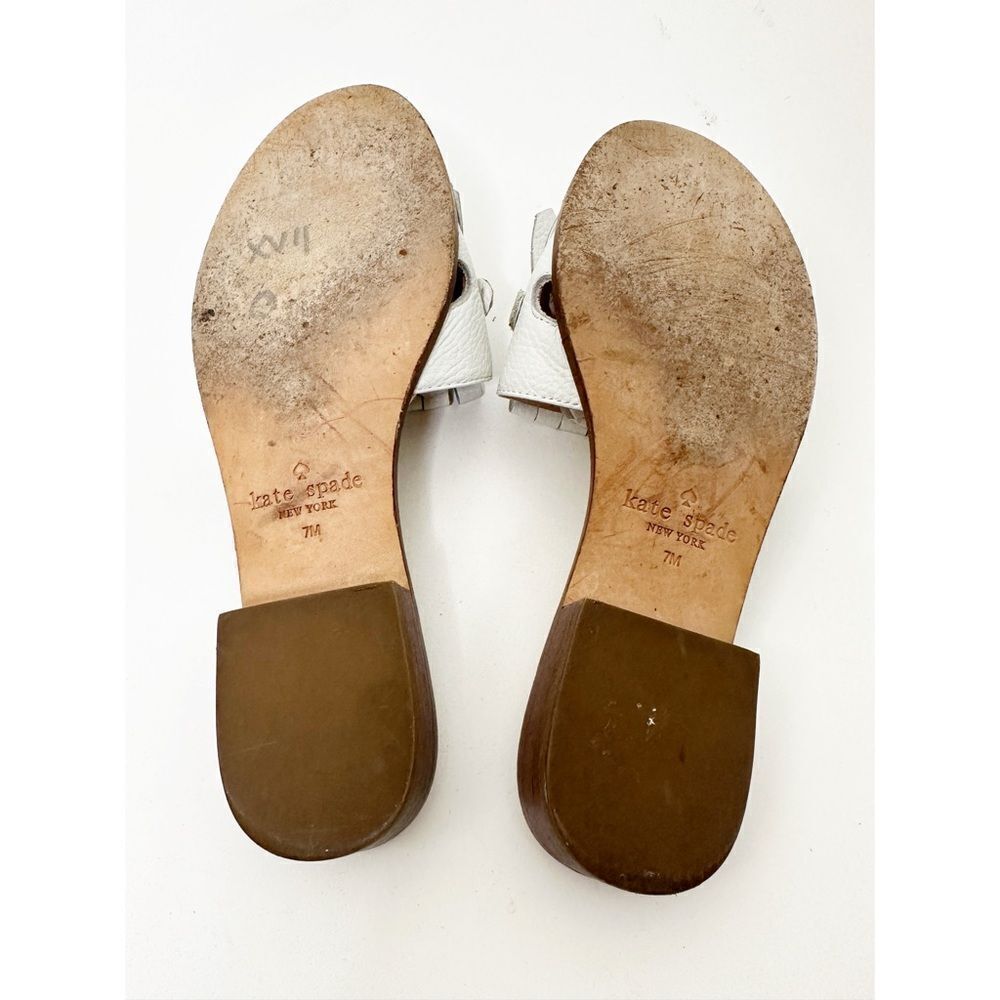 Kate Spade Brie White Leather Fringe Slide Sandal Size 7 - Picture 9 of 12